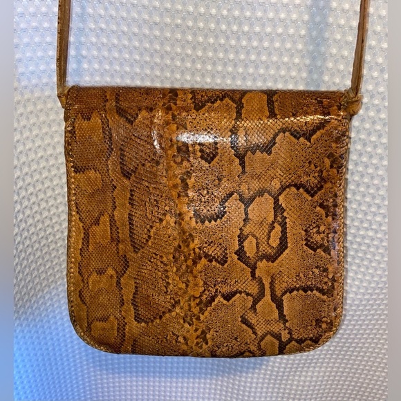 Women’s‎ VINTAGE Snake skin Leather Tan hippie boho crossbody/shoulder bag - Picture 15 of 16